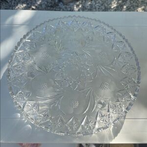 Rare American Brilliant Cut Antique 12” Crystal Glass Serving Platter